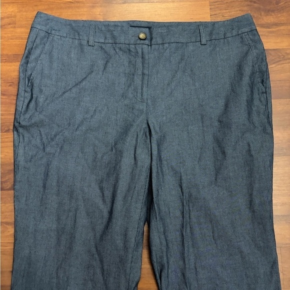 Lands End Fit 2 Pinstriped Trousers Navy Blue Pockets Dress Pants Size 18 NWOT - Picture 2 of 11